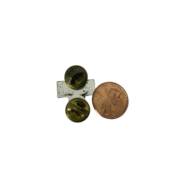 Vintage Silvertone and Red Cross Lapel Pin 1" Double Pin - Picture 6 of 6